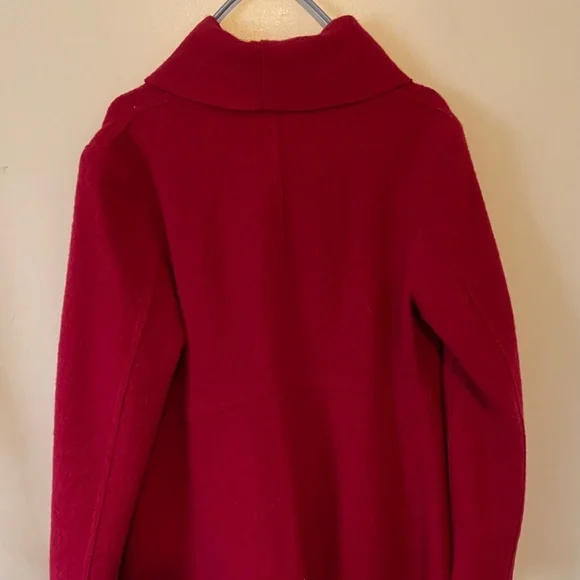 J Jill Womens Red Wool Blend Wrap Coat Mid Length Pockets Small - Picture 3 of 8